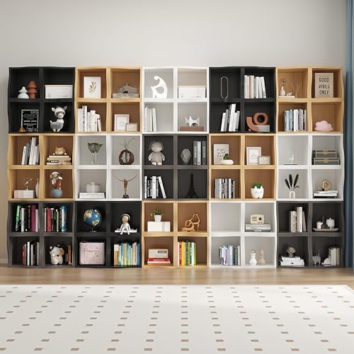 Cube Shelf Bookcase, 2 Cube Storage Organizer, Stackable Modular Book Shelf for Bedroom, Living Room, Office, Closet