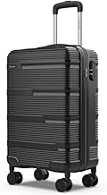 NUMADA - Maleta de Viaje Cabina 55x40x20cm (38,4L) Upfly T10 XS Apta para Ryanair con Cierre de Combinación y 4 Ruedas. Maleta de Mano Rígida Resistente, Ligera con Interior Compartimentado | Negro