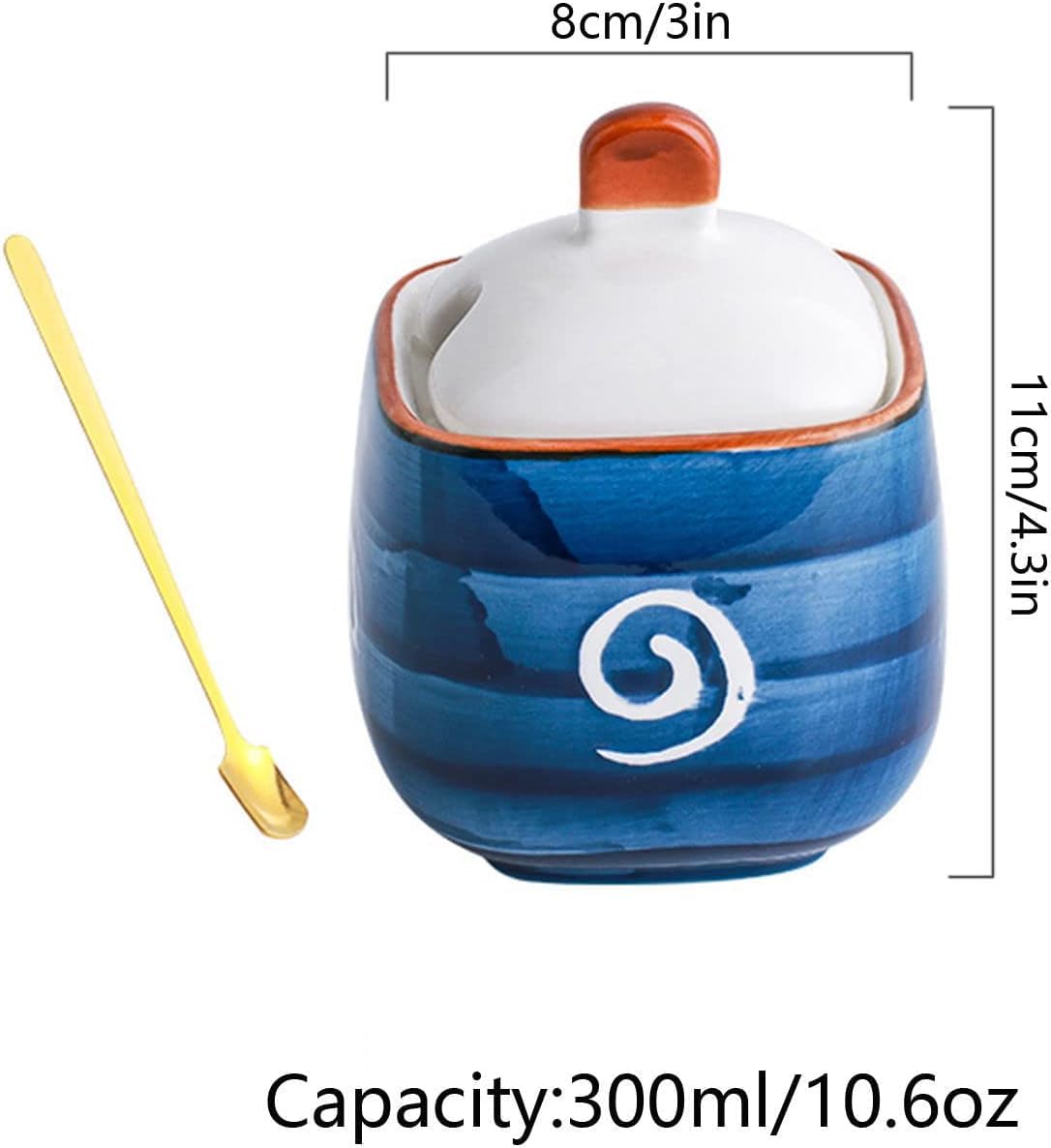 GERRIT Sucrier, sucrier avec Couvercle et cuillère, Pot de Stockage de Sucre, Pot à Sucre, Pot à épices, Pot à sel, Pot d'assaisonnement - e-300 ML (Couleur : D) (Color : C)