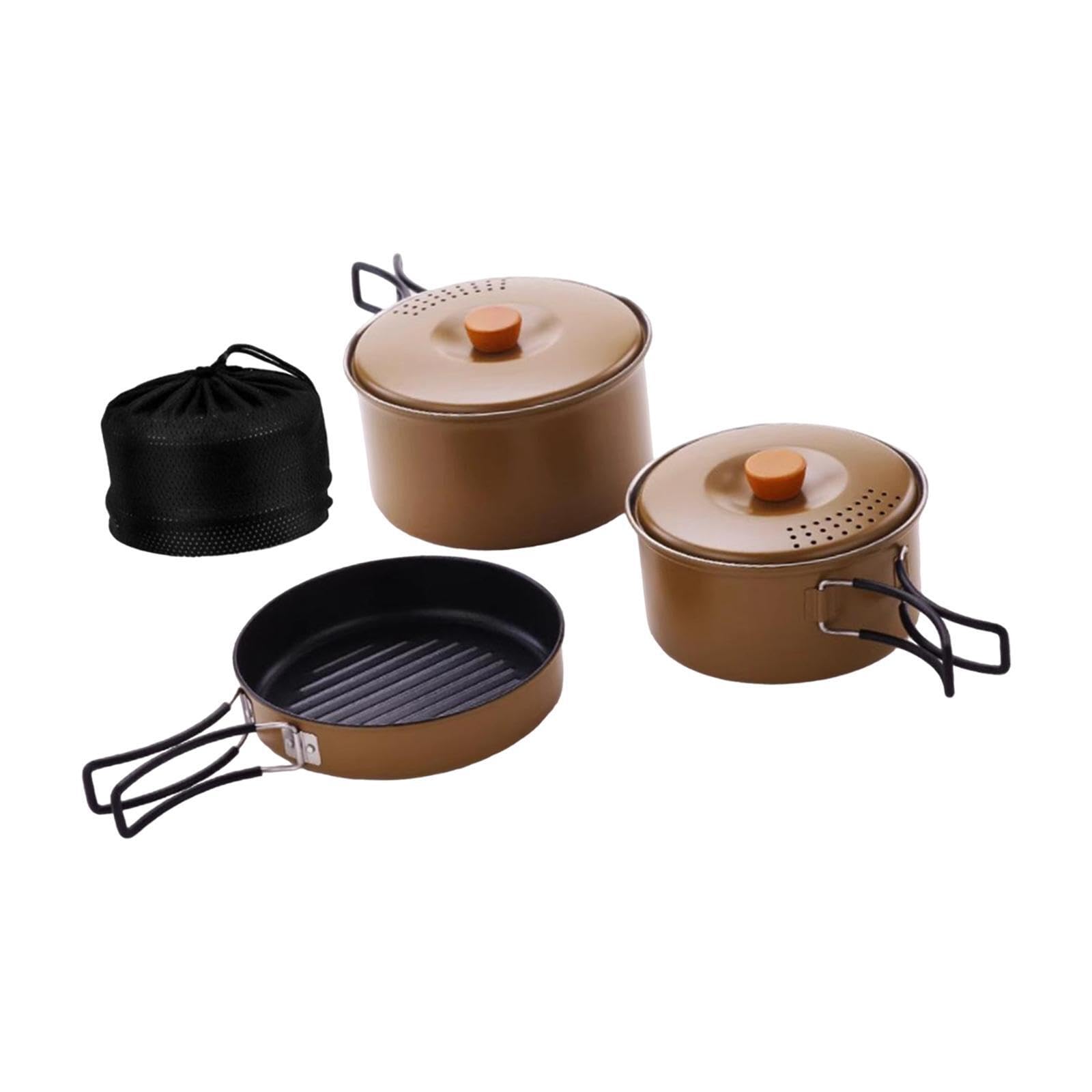 Set di pentole e padelle portatili da campeggio con peso leggero per gli appassionati di escursionismo e pesca, che garantisce una lunga durata per pentole, padelle, bollitori, pesca, viaggi