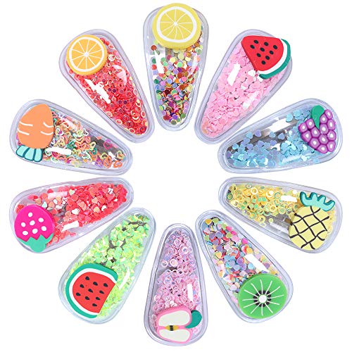 10 PCS Baby Girls Fruit Hair Barrettes Cartoon Cute Snap Hair Clips Bling Bling Non Slip Non Scratch Hair Accessories