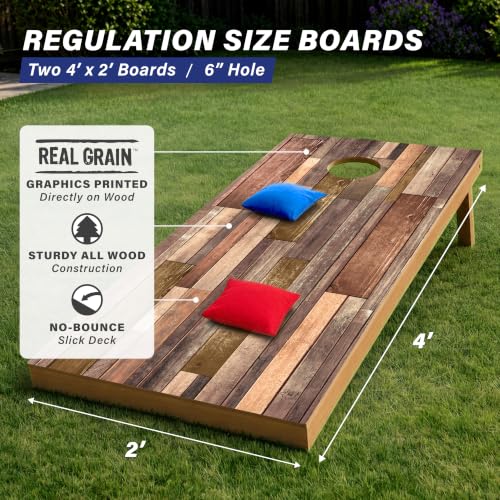 Image of GoSports 4 x 2 ft Regulation Size Wood Cornhole Boards - 10 Vintage Wood Designs (Choose Your Style)