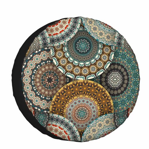 Image of Colorful Flowers Spare Tire Cover Polyester Universal Wheel Tire Cover for Trailer Camping Weatherproof for Rv SUV Truck Camper Travel 15 inch STC086