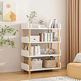 Estante librero de 4 niveles bajan de precio + 3 meses sin intereses UNKKS Librero Minimalista, Estante De Escritorio de 4 Niveles, Librero Organizador, Estante Organizador para Oficina Sala...