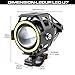LEDUR Motorcycle Headlight U7 DRL Fog Lights Driving Running Light with Angel Eyes Lights Ring Front Spotlight Strobe Flashing White Light and Switch(2PCS,White Halo)
