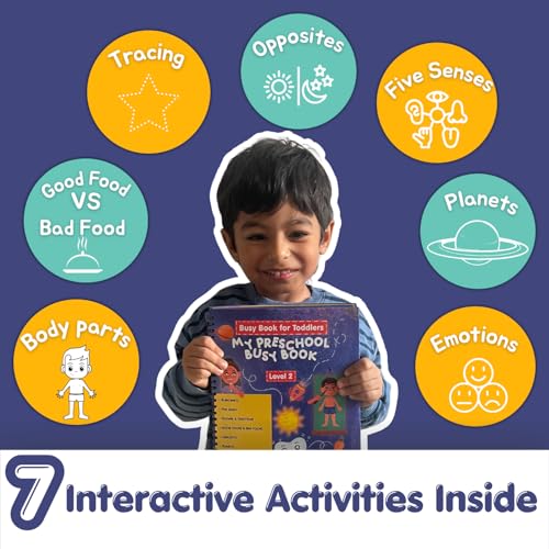 Image of CocoMoco Kids Busy Book for Toddlers 2-4 Years | Educational Toys for 2+ Year Old Boys Girls | Montessori Busy Binder Quiet Book | Activity Books with 7 Learning Games | Return Gift for Birthday