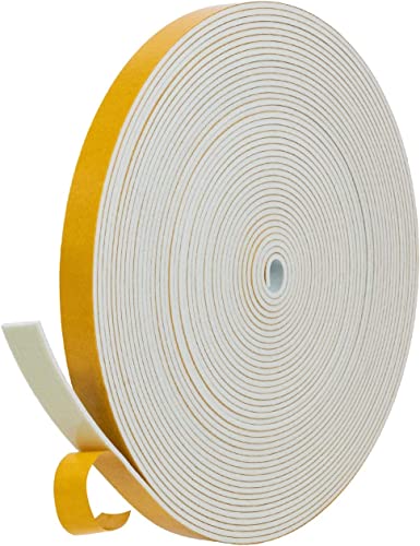 Türdichtung Dichtungsband Selbstklebend 12mm(B) x1.5mm(D)/10m(L) für Türen Fenster, Schaumstoffband, Gummidichtung für Kollision Siegel Schalldämmung (Weiß)