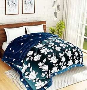 PRISCILLA 350 TC Fleece/Warm/Winter Super Soft Flano All Around Elasticated Fitted Double Bed Woolen Bedsheet 72x78 with 2 Large Pillow Covers. Elastic Warm Bed Sheet for Winters. (Design 2)