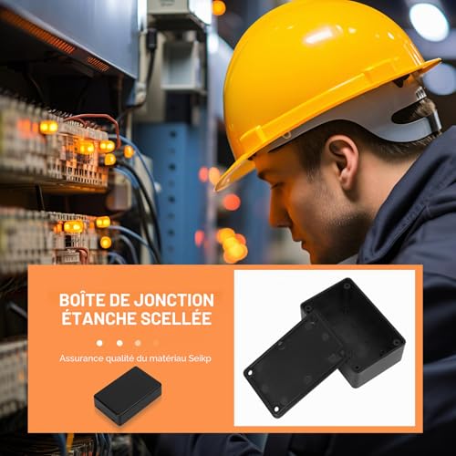 4 Pcs Boite de Derivation Etanche Exterieur, Boîte de Jonction étanche, Boîte de Jonction Etanche Electrique Exterieur Plastique ABS, Boite de Dérivation Connecteur de Câble, Noir/124x70x41mm – vue 6