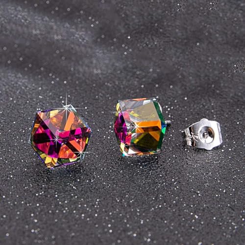 Cube Austrian Crystal Drop Stud Earrings for Women Fashion S925 Sterling Silver Hypoallergenic Jewelry3
