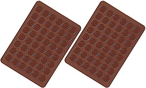 Voarge Lot de 2 Tapis de Cuisson Macarons en Silicone 48 Cavités Antiadhésives Tapis de Cuisson Macarons en Silicone 38 x 28 cm