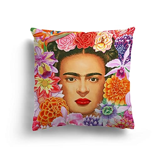 Frida Kahlo Oil Painting Pillow Case, PUREFLY Feminist Throw Pillow Cover, Vintage Pillow for Mother for Women Fit Car Cushion Couch Sofa Bed Home Decorations One Side 18" x 18"