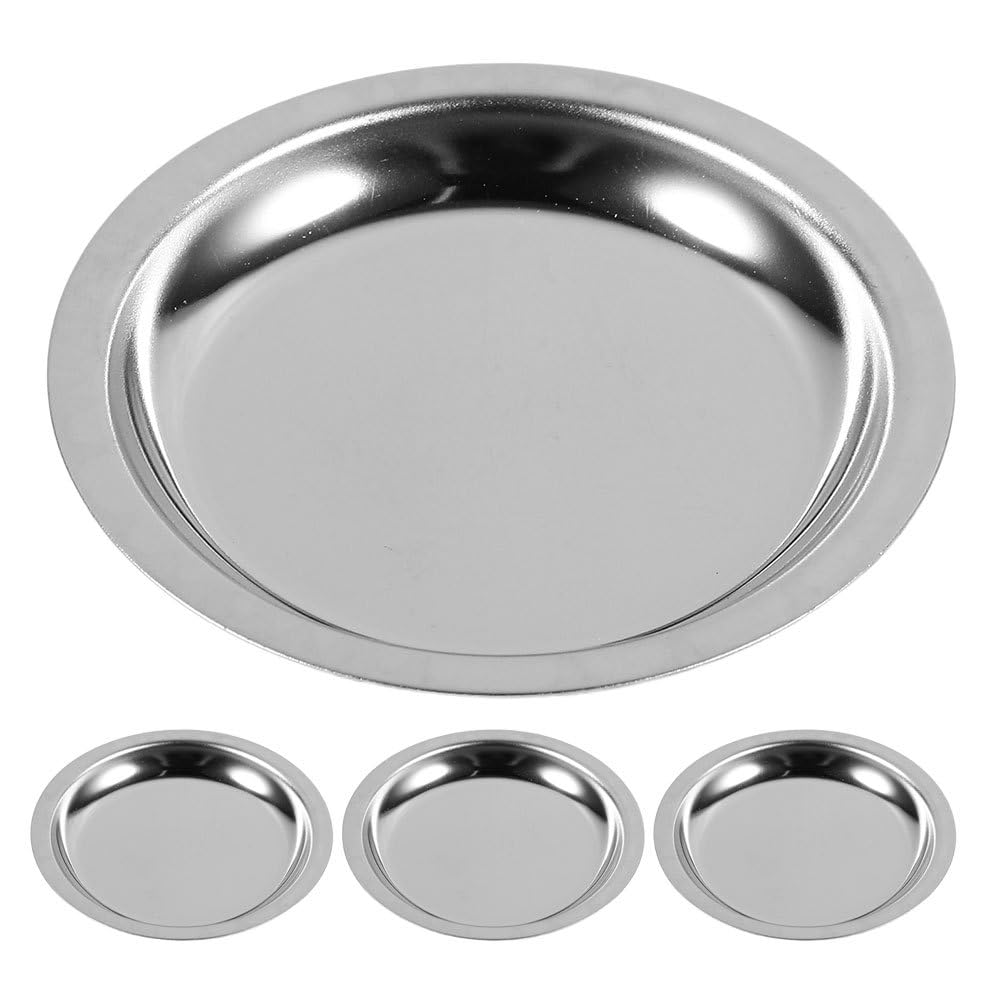 Zerodeko 4pcs Stainless Steel Tea Bag Holder Tray - Tea Bag Saucer Drink Coaster, Small Round Coasters for Strainers Coffee Spoons Table Organization Easy to Clean Silver