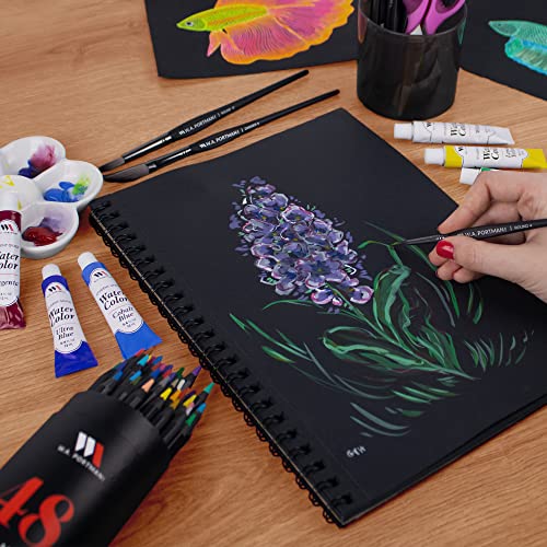 Wa Portman Black Paper Sketchbook - A4 Sketchbook With Black Drawing Paper - Black Paper Journal With Black Art Paper - 60 Page Black Paper Notebook - Black Sketchbook With Black Notebook Paper #TOP6