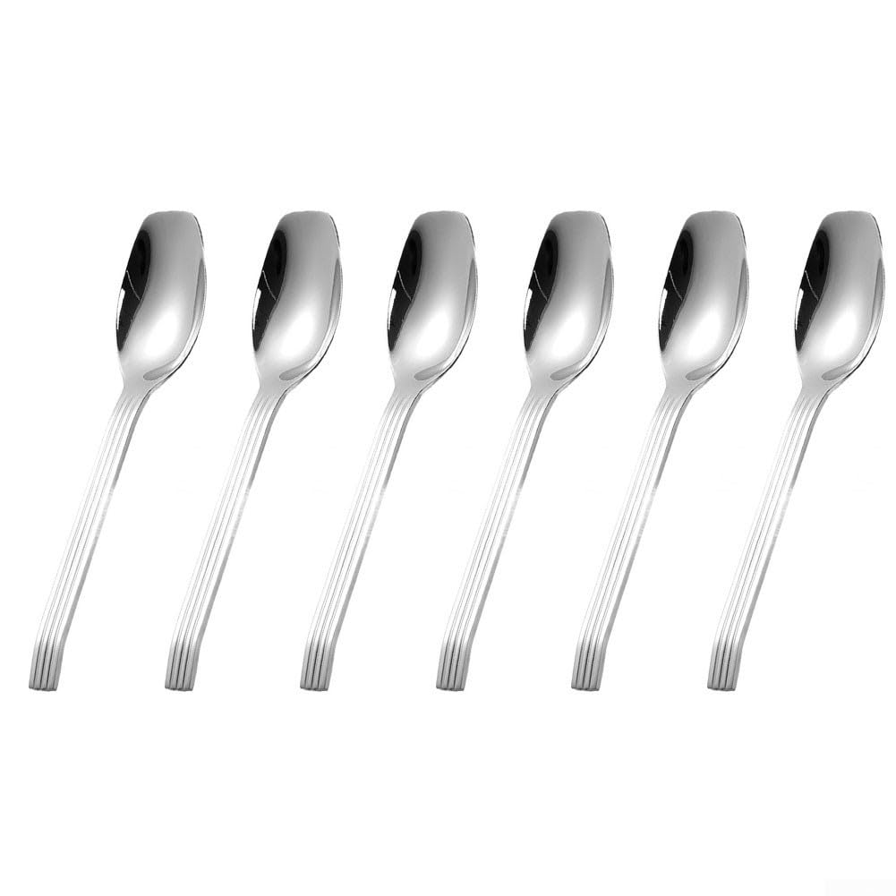 QOXEZY 304 Edelstahllöffel mit geriffeltem Griff, solide Suppenlöffel zum Essen, hochglanzpoliert, moderate tiefe Schüssel für Suppe, Reis, Brei (54)