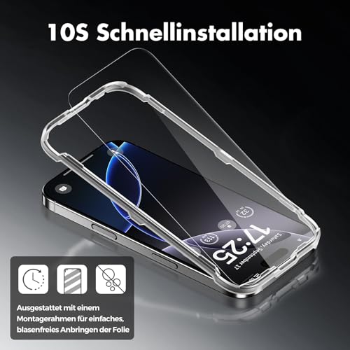 UNBREAKcable für iPhone 16 Pro Max Panzer Schutz Glas [3er Pack], 9H Härte Schutzfolie, Einfache Installationshalterung Schutzglas, Blasenfrei für Apple 6,9" Displayschutzfolie 2