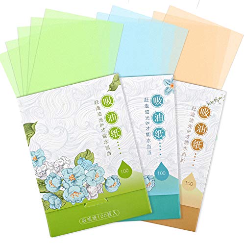 HNYYZL - Confezione da 3 fogli di carta assorbente per olio di alta qualità, traslucida e morbida, mantiene la pelle fresca e liscia, per la cura della pelle del viso e il trucco (verde, blu, marrone)