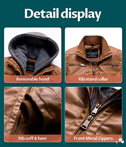 Image of Boy's Faux Leather Jacket Windproof Warm Winter Coat Kids Bomber Outerwear Waterproof PU Motorcycle Jacket