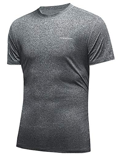 Pioneer Camp Men's Moisture Wicking Workout Athletic Shirts Quick Dry Short Sleeve Running Gym Training Sport T Shirts (Dark Grey, XXL)