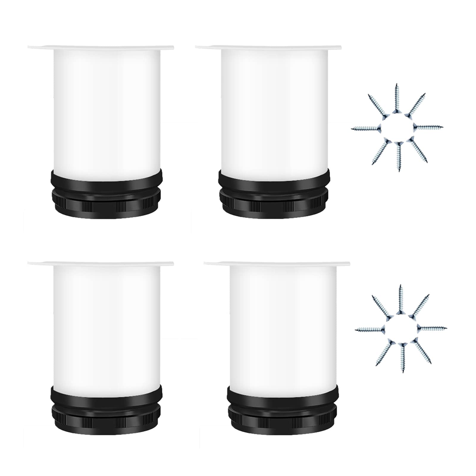 Patas De Muebles Ajustables, Acero Inoxidable, Base Antideslizante Y Gran | Altura Regulable De 0 A 15 Mm, Impermeable, Inoxidable, Fácil De Instalar (White 50 cm (19.7 in))