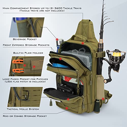 Image of KastKing BlowBak Tactical Sling Tackle Bag-Lightweight Fishing Backpack Storge Fishing Gear and Equipment,Gift for Men