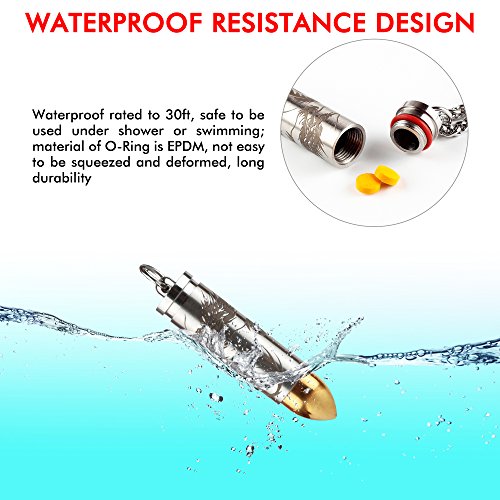 ANO Titanium Mini Nitro Pill Fob Inner Diameter 0.32 Inch with Premium 28 Inches Necklace and Extra Chamber Tip Light Weight Pill Holder for EDC Waterproof 30ft - Thumbnail 3
