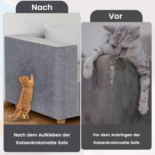 200 * 40CM Kratzmatte Selbstklebend, Selbstklebend Kratzmatte Katze, Kratzschutz Sofa Katze, DIY Kratzbretter kratzwand für Möbel Kratzteppich Couch-Schutz, Graublau