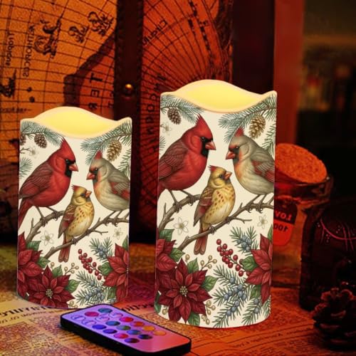 Image of Cardinal Holly Color Changing Electric Candles, 4 Pack