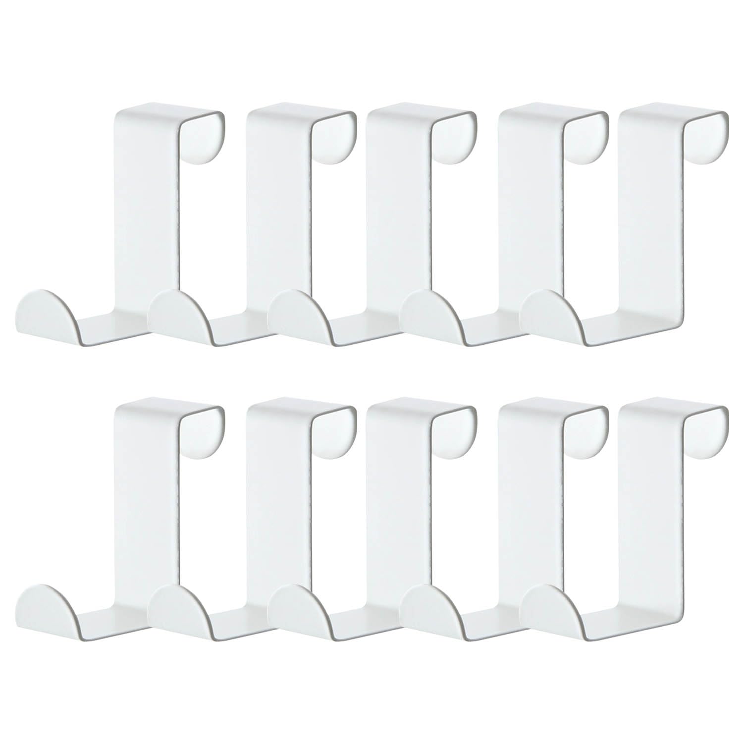 ZEACCT 10-Pack Reversible Door Hooks, Z-Shaped Stainless Steel Hangers for Kitchen Bathroom & Office