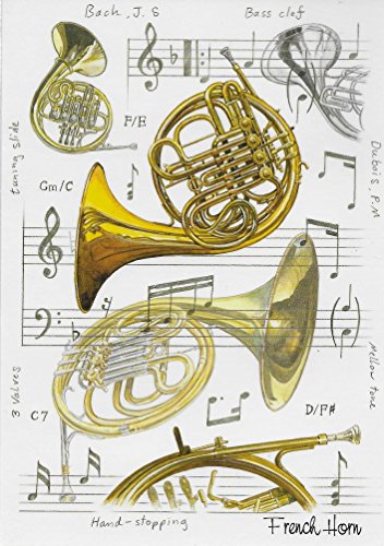 Little Snoring Gifts: 7x5 Greetings Card - French Horn Design