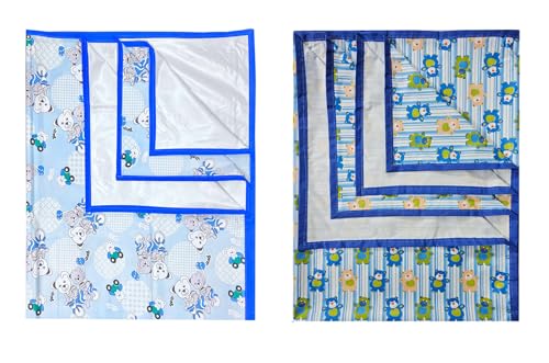 Image of EcoSoft Plastic Sheet,PVC Sheet for Kids,Rubber Sheet for Babies,Bed Wetting Protector(90 x 135 cm) (Blue Bear & Blue Tedy)