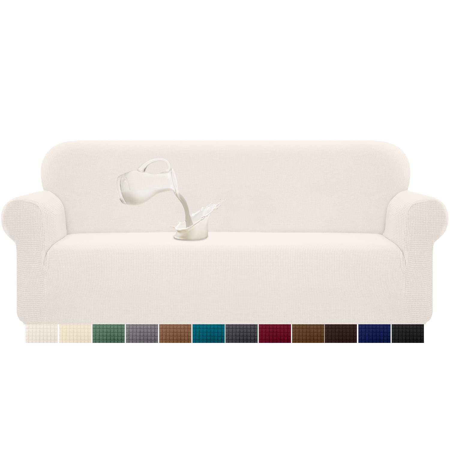Granbest Copridivano elasticizzato, impermeabile, 1 pezzo, in spandex, jacquard, con gommapiuma antiscivolo (4 posti, crema)
