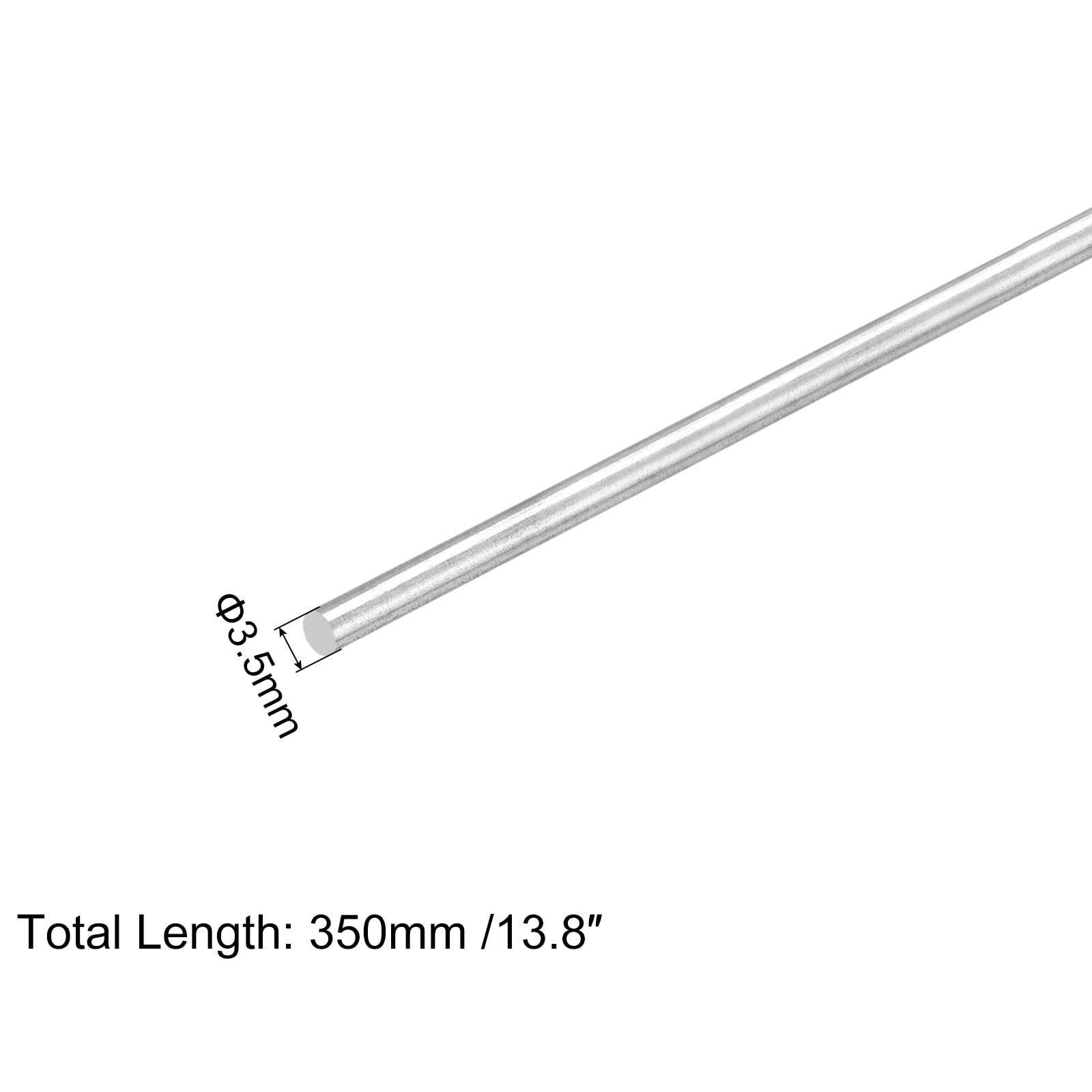 Aste rotonde in acciaio inox 304, 3,5 mm x 350 mm, confezione da 2