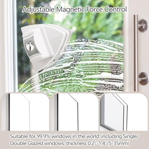 Image of Mitclear Magnetic Window Cleaner Tool Glass Wiper, Adjustable Magnet Window Washer, Double-Sided Windows Cleaning Brush for High-Rise Single /Double Glazed Windows Thickness 0.2''-1.4''(5-35mm)