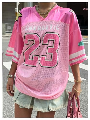 GORGLITTER Women's Y2k Oversized Jersey Shirts Number Graphic Football Custom Baseball Jersey Streetwear3