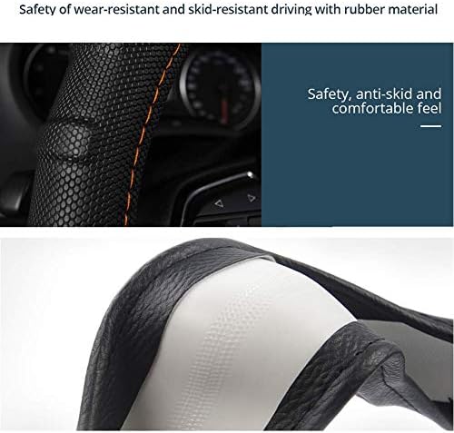 AUTOYOUTH Car Steering Wheel Cover, Anti-Slip Microfiber Leather Universal Fit for Car, SUV, Truck Heavy Duty, Anti-Slip, Excellent Grip Standard Size 15 inch, Orange/Black