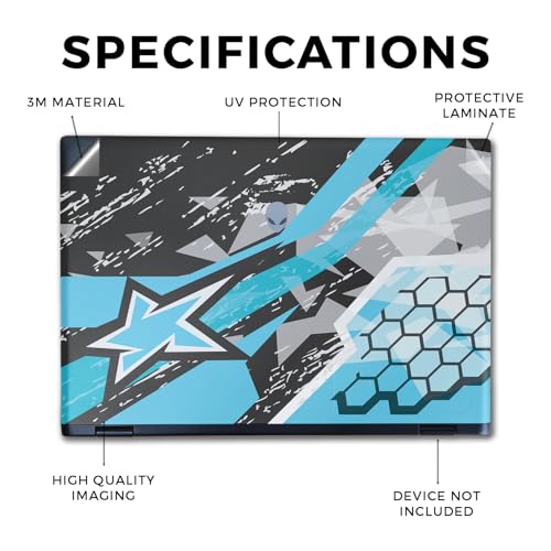 Image of Laptop Skin Compatible with Alienware M16 R2 (2024) - Grunge Cyan - Premium 3M Vinyl Protective Wrap Decal Cover - Easy to Apply | Crafted in The USA by MightySkins