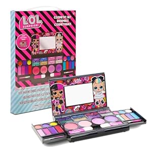 LOL Surprise Cosmetic Compact Set Includes Mirror, 14 Lip glosses, 8 Eye Shadow, 4 Blushes & 4 Brushes Safe & Non-Toxic Colorful Portable Foldable Makeup Beauty Kit for Girls, Townley Girl