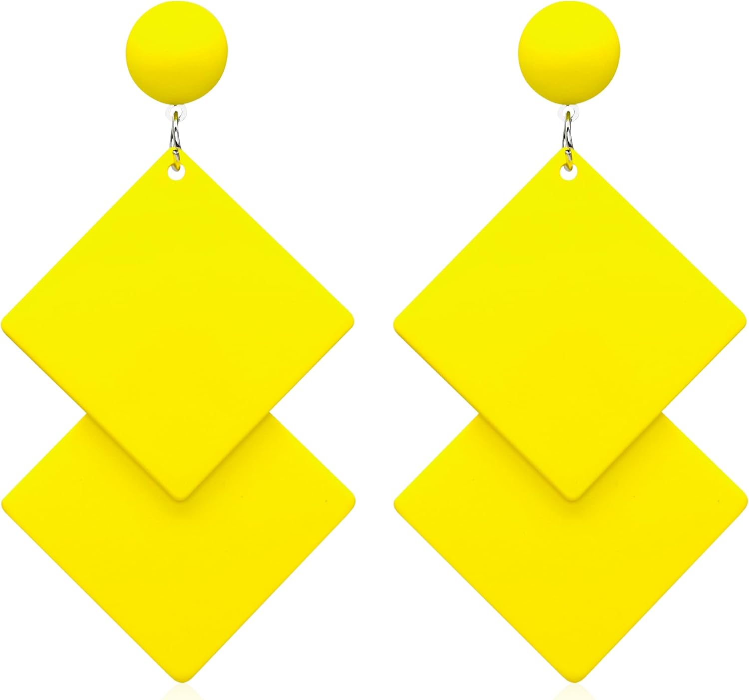 Retro 70s 80s Neon Drop Earrings for Women Exaggerated Geometric Dangle Earrings for Women Party Costume Accessory