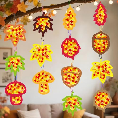 24 Stück Herbstdeko Fensterbilder, Herbst Basteln für Kinder, Herbstbasteln – Ansicht 2