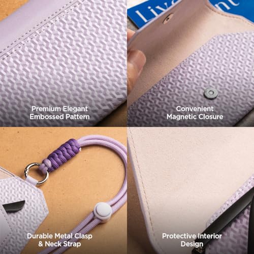 Image of VULKIT Portable Eye Glasses Case for Women & Men, Slim Sunglass Case, Unisex Eyeglass Case, with Adjustable Neck Lanyard