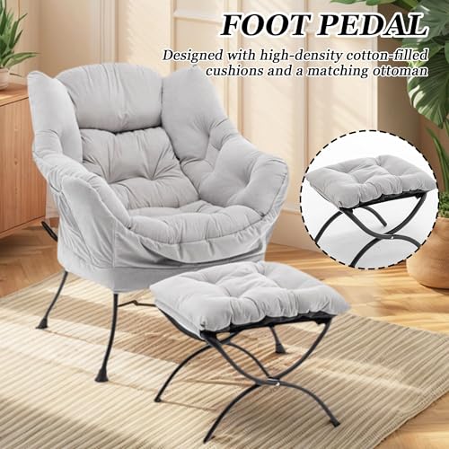 Sillón plegable terciopelo Gris miniatura 6