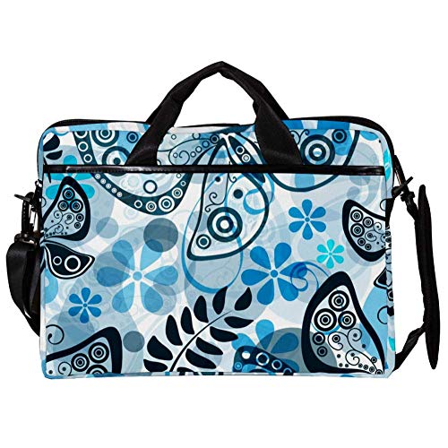 Sacoche pour ordinateur portable 14-15 pouces avec motif de fleurs et papillons élégant