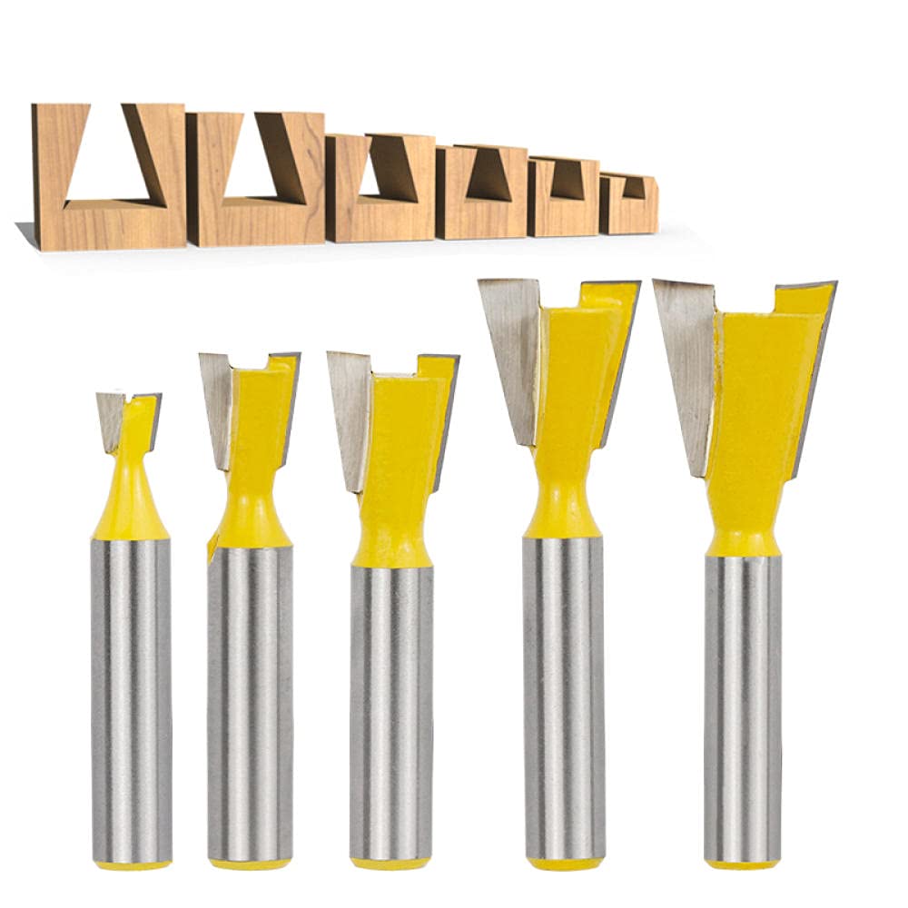 Frese per legno Punte per fresatura a coda di rondine con gambo da 8 mm 1/4 3/8 1/2 3/4 5/8 Fresa per fresa per incisione per lavorazione del legno