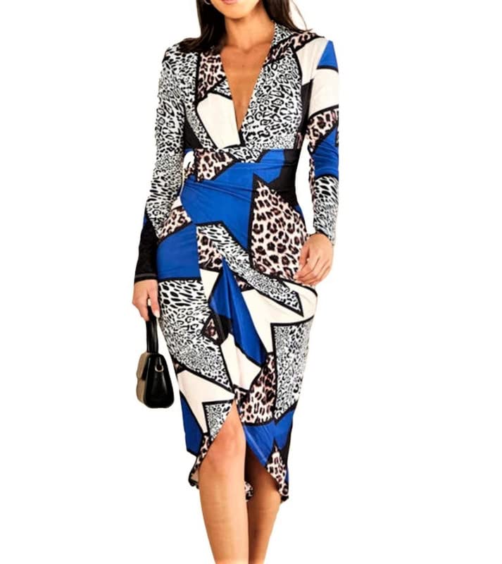Robe portefeuille midi col en V idéale pour un mariage en été