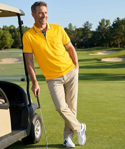 Camisetas polo para hombre de SECOOD, camisa casual de manga corta con cuello y bolsillo, transpirable y secado rápido, ideal para golf miniatura 2