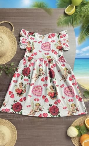 Girl Toddler Beach Dresses Love Heart Dress Summer Casual Outfit 2-7T2