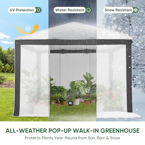 Image of EAGLE PEAK 10x10 Walk in Pop Up Greenhouse, Gray /White
