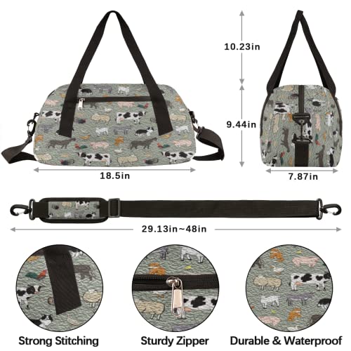 Cute Farm Animals Rooster Cow Kids Duffel Bag for Girls Boys, Animals Oil Painting Dance Bag Overnight Small Duffel Bag Carry On Weekend Sports Gym Travel Bag for School Practice Gymnastics Ballet4