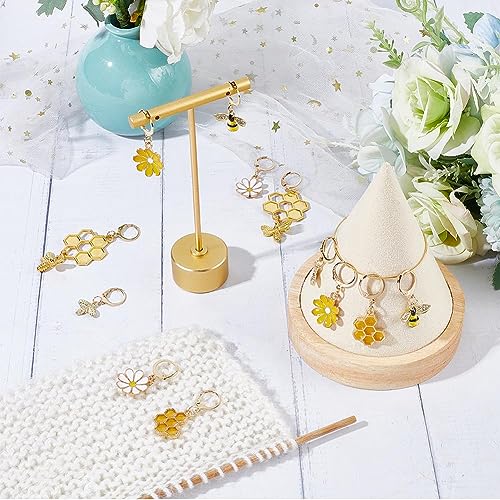 SUNNYCLUE 1 Box 12Pcs Bee Charms Knitting Stitch Markers Cute Removable Clip on Bracelets Charm Daisy Flowers Charms Lobster Claw Clasps Crochet Stitch Markers for DIY Knitting and Crocheting Sewing - Image 4